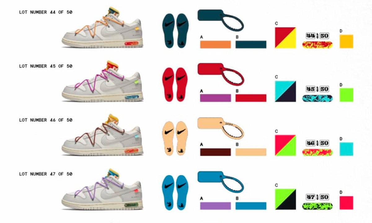 nike off white dunk multicolor